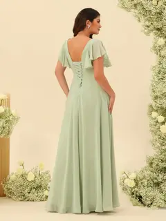 A-Line/Princess V-Neck Plus Size Bridesmaid Dresses with Ruffles — view 2