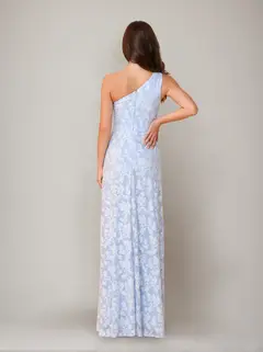 Sheath/Column One-Shoulder Sleeveless Floor-Length Bridesmaid Dresses with Split Side & Sash — view 4