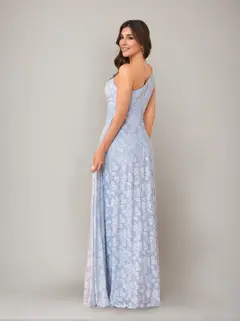 Sheath/Column One-Shoulder Sleeveless Floor-Length Bridesmaid Dresses with Split Side & Sash — view 5