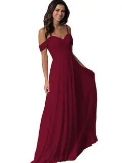A-Line/Princess Sweetheart Off Shoulder Sleeveless Floor Length Bridesmaid Dresses with Pockets Chiffon — view 2