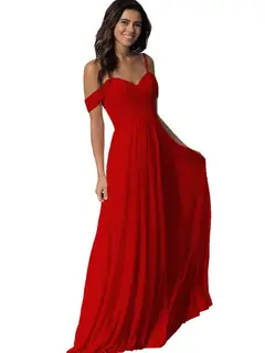 A-Line/Princess Sweetheart Off Shoulder Sleeveless Floor Length Bridesmaid Dresses with Pockets Chiffon — view 4