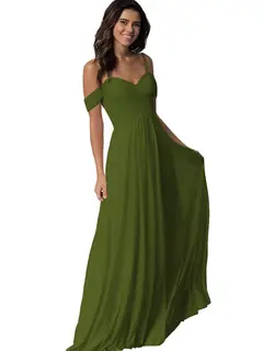A-Line/Princess Sweetheart Off Shoulder Sleeveless Floor Length Bridesmaid Dresses with Pockets Chiffon — view 6