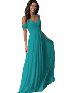 A-Line/Princess Sweetheart Off Shoulder Sleeveless Floor Length Bridesmaid Dresses with Pockets Chiffon — view 7