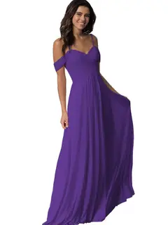 A-Line/Princess Sweetheart Off Shoulder Sleeveless Floor Length Bridesmaid Dresses with Pockets Chiffon — view 10