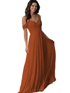 A-Line/Princess Sweetheart Off Shoulder Sleeveless Floor Length Bridesmaid Dresses with Pockets Chiffon — view 14