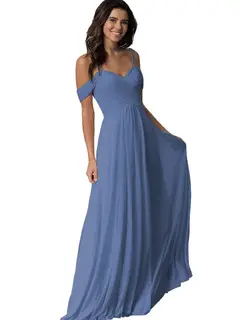 A-Line/Princess Sweetheart Off Shoulder Sleeveless Floor Length Bridesmaid Dresses with Pockets Chiffon — view 16