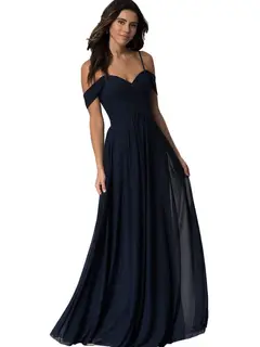 A-Line/Princess Sweetheart Off Shoulder Sleeveless Floor Length Bridesmaid Dresses with Pockets Chiffon — view 18