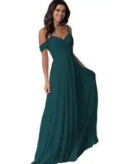 A-Line/Princess Sweetheart Off Shoulder Sleeveless Floor Length Bridesmaid Dresses with Pockets Chiffon — view 19