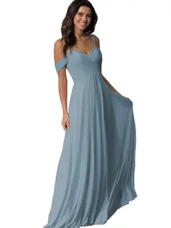 A-Line/Princess Sweetheart Off Shoulder Sleeveless Floor Length Bridesmaid Dresses with Pockets Chiffon — view 20