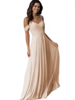 A-Line/Princess Sweetheart Off Shoulder Sleeveless Floor Length Bridesmaid Dresses with Pockets Chiffon — view 22