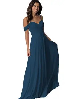 A-Line/Princess Sweetheart Off Shoulder Sleeveless Floor Length Bridesmaid Dresses with Pockets Chiffon — view 23