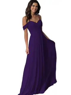 A-Line/Princess Sweetheart Off Shoulder Sleeveless Floor Length Bridesmaid Dresses with Pockets Chiffon — view 24