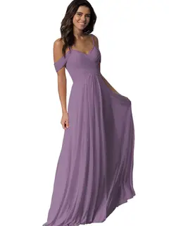 A-Line/Princess Sweetheart Off Shoulder Sleeveless Floor Length Bridesmaid Dresses with Pockets Chiffon — view 25