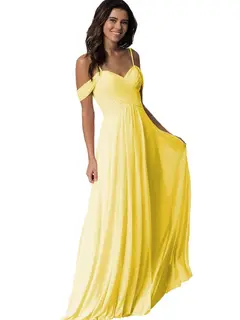 A-Line/Princess Sweetheart Off Shoulder Sleeveless Floor Length Bridesmaid Dresses with Pockets Chiffon — view 29