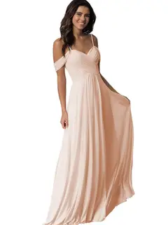 A-Line/Princess Sweetheart Off Shoulder Sleeveless Floor Length Bridesmaid Dresses with Pockets Chiffon — view 30