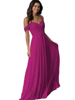 A-Line/Princess Sweetheart Off Shoulder Sleeveless Floor Length Bridesmaid Dresses with Pockets Chiffon — view 31