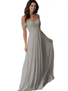A-Line/Princess Sweetheart Off Shoulder Sleeveless Floor Length Bridesmaid Dresses with Pockets Chiffon — view 35