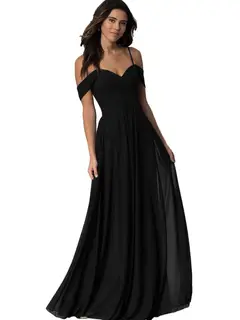 A-Line/Princess Sweetheart Off Shoulder Sleeveless Floor Length Bridesmaid Dresses with Pockets Chiffon — view 38