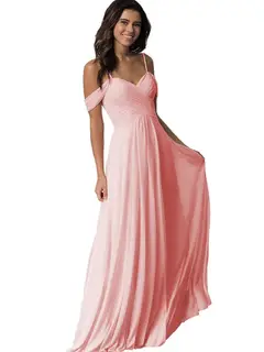 A-Line/Princess Sweetheart Off Shoulder Sleeveless Floor Length Bridesmaid Dresses with Pockets Chiffon — view 41