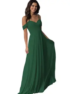 A-Line/Princess Sweetheart Off Shoulder Sleeveless Floor Length Bridesmaid Dresses with Pockets Chiffon — view 42