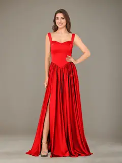 A-Line/Princess Sweetheart Sleeveless Floor-Length Silk Satin Bridesmaid Dresses with Pleated & Split Side — view 14
