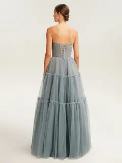 A-Line/Princess Sweetheart Sleeveless Floor-Length Pleated Bridesmaid Dresses with Lace-Up — view 2