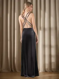 A-Line/Princess Square Sleeveless Floor-Length Velvet Bridesmaid Dresses with Ruffles — view 2