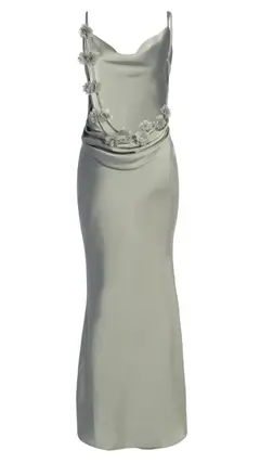 Sheath/Column Spaghetti Straps Cowl Neck Backless Floor-Length Floral Bridesmaid Dresses — view 7
