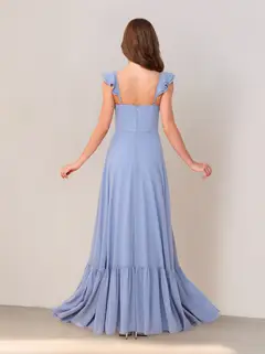 A-Line/Princess Sweetheart Sleeveless Floor-Length Bridesmaid Dresses with Ruffles & Split Side — view 2