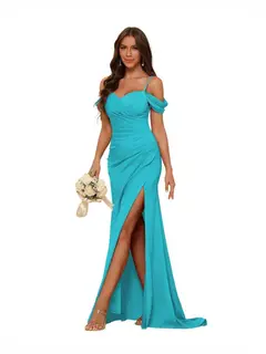 Mermaid/Trumpet Sweetheart Sleeveless Floor-Length Bridesmaid Dresses — view 28