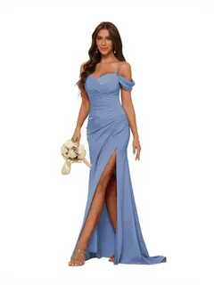 Mermaid/Trumpet Sweetheart Sleeveless Floor-Length Bridesmaid Dresses — view 31