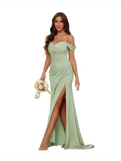 Mermaid/Trumpet Sweetheart Sleeveless Floor-Length Bridesmaid Dresses — view 36