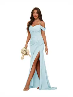 Mermaid/Trumpet Sweetheart Sleeveless Floor-Length Bridesmaid Dresses — view 40