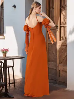 A-Line/Princess Spaghetti Straps Floor-Length Bridesmaid Dresses with Split Side — view 2