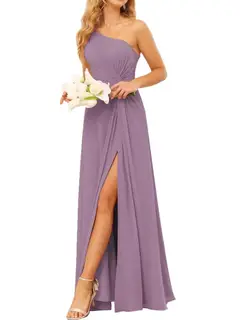 A-Line/Princess One-Shoulder Sleeveless Floor-Length Bridesmaid Dress with Pockets — view 7