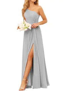 A-Line/Princess One-Shoulder Sleeveless Floor-Length Bridesmaid Dress with Pockets — view 9