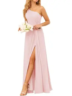 A-Line/Princess One-Shoulder Sleeveless Floor-Length Bridesmaid Dress with Pockets — view 11