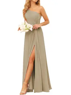 A-Line/Princess One-Shoulder Sleeveless Floor-Length Bridesmaid Dress with Pockets — view 13