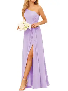 A-Line/Princess One-Shoulder Sleeveless Floor-Length Bridesmaid Dress with Pockets — view 21