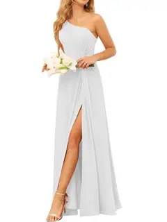 A-Line/Princess One-Shoulder Sleeveless Floor-Length Bridesmaid Dress with Pockets — view 22