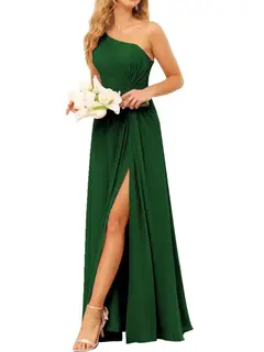 A-Line/Princess One-Shoulder Sleeveless Floor-Length Bridesmaid Dress with Pockets — view 27