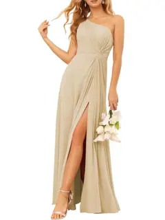 A-Line/Princess One-Shoulder Sleeveless Floor-Length Bridesmaid Dress with Pockets — view 32
