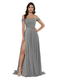 A-Line/Princess Satin Off-the-shoulder Sleeveless Floor-Length Bridesmaid Dresses — view 7