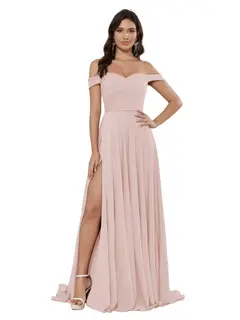 A-Line/Princess Satin Off-the-shoulder Sleeveless Floor-Length Bridesmaid Dresses — view 9