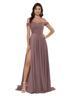 A-Line/Princess Satin Off-the-shoulder Sleeveless Floor-Length Bridesmaid Dresses — view 11