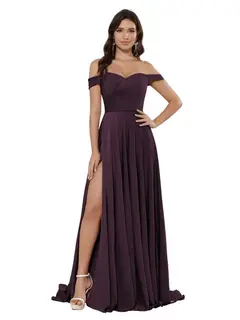 A-Line/Princess Satin Off-the-shoulder Sleeveless Floor-Length Bridesmaid Dresses — view 12