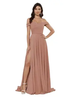 A-Line/Princess Satin Off-the-shoulder Sleeveless Floor-Length Bridesmaid Dresses — view 13