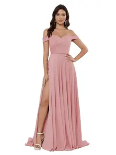 A-Line/Princess Satin Off-the-shoulder Sleeveless Floor-Length Bridesmaid Dresses — view 15