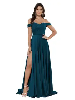 A-Line/Princess Satin Off-the-shoulder Sleeveless Floor-Length Bridesmaid Dresses — view 17
