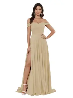 A-Line/Princess Satin Off-the-shoulder Sleeveless Floor-Length Bridesmaid Dresses — view 18